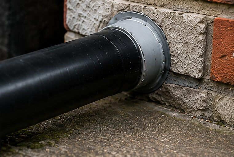 Pest Proofing & Prevention: sealed gap around a pipe passing through an external wall