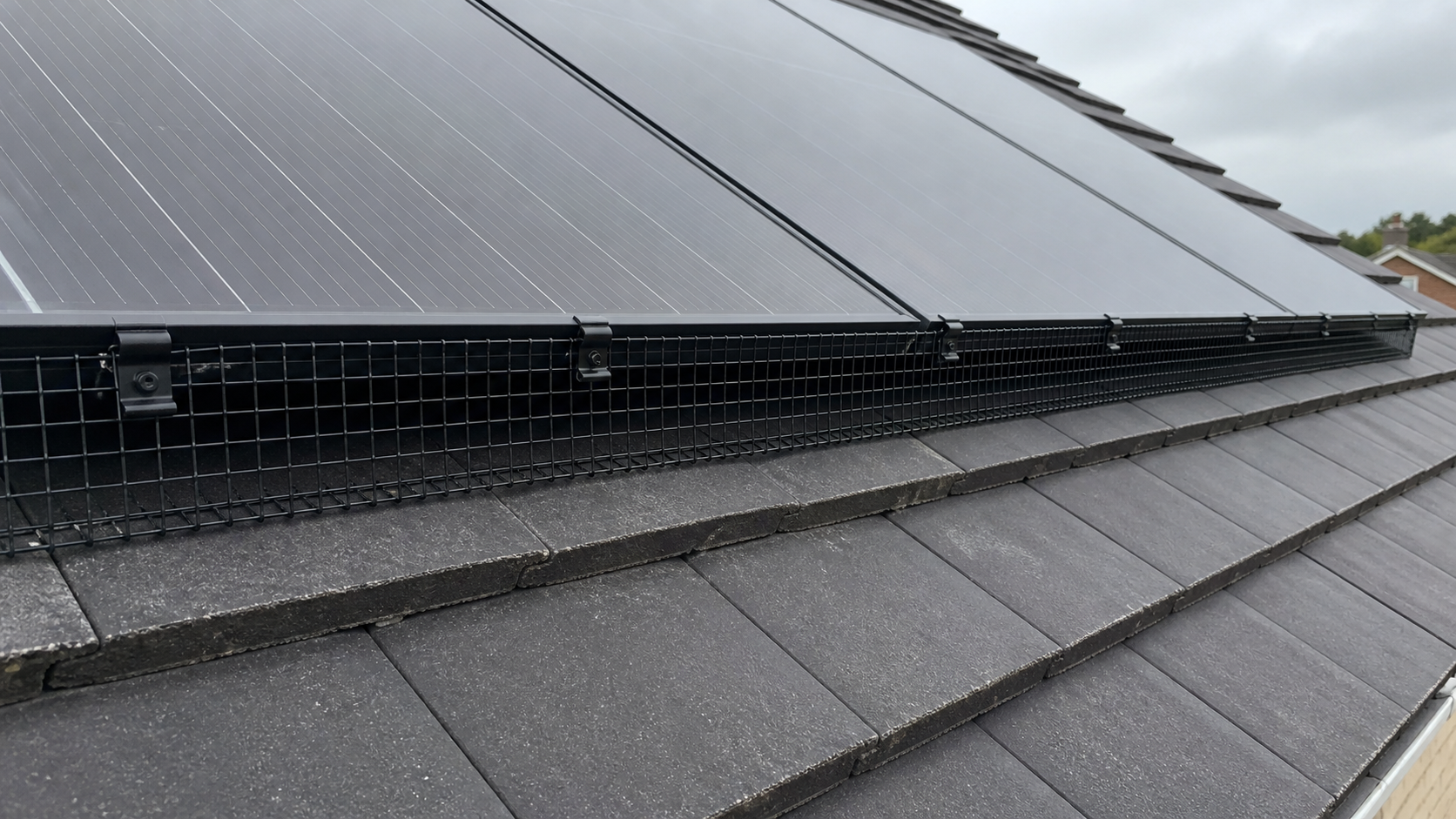 Bird Proofing Services: mesh fitted around solar panels to prevent nesting