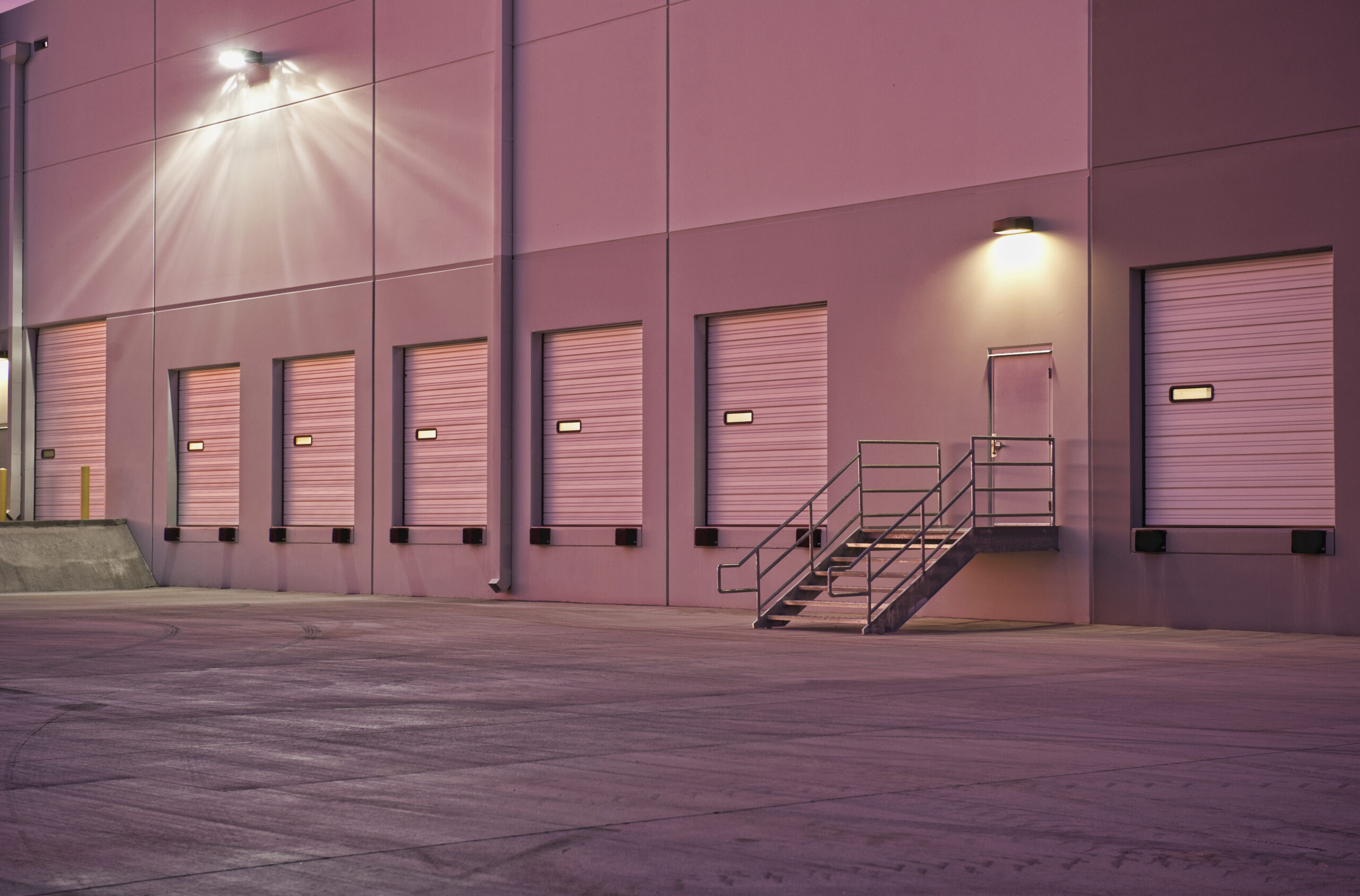 Commercial Pest Control Services: loading bay doors at a distribution centre
